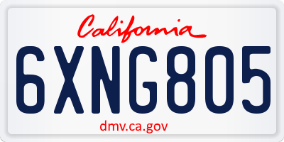 CA license plate 6XNG805