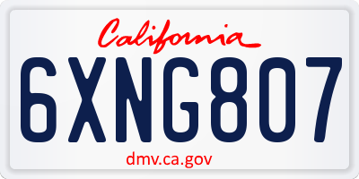 CA license plate 6XNG807