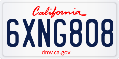 CA license plate 6XNG808