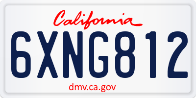 CA license plate 6XNG812