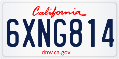 CA license plate 6XNG814