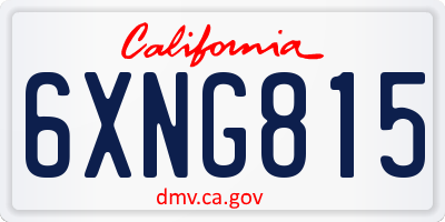 CA license plate 6XNG815