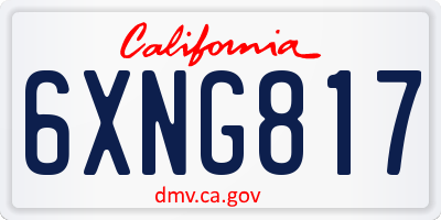 CA license plate 6XNG817