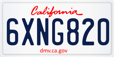 CA license plate 6XNG820