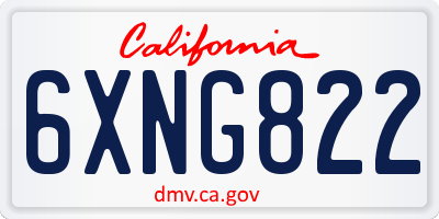 CA license plate 6XNG822