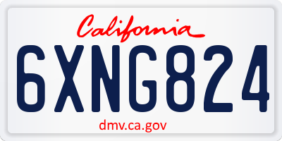 CA license plate 6XNG824