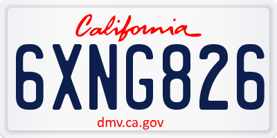 CA license plate 6XNG826