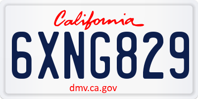 CA license plate 6XNG829