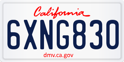 CA license plate 6XNG830
