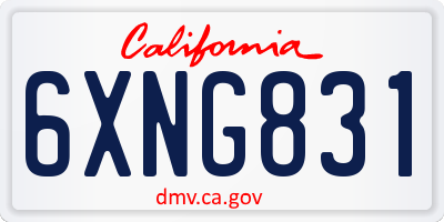 CA license plate 6XNG831