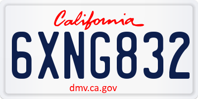 CA license plate 6XNG832