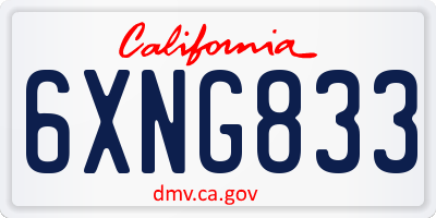 CA license plate 6XNG833