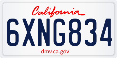 CA license plate 6XNG834