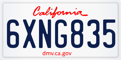CA license plate 6XNG835