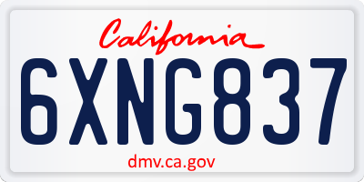 CA license plate 6XNG837