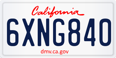 CA license plate 6XNG840