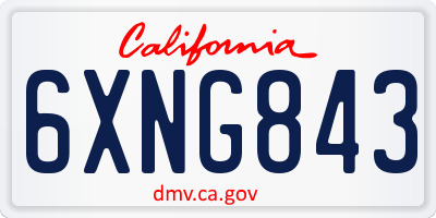 CA license plate 6XNG843