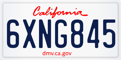 CA license plate 6XNG845