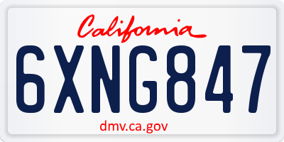 CA license plate 6XNG847
