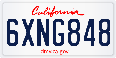 CA license plate 6XNG848
