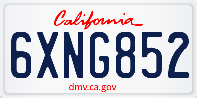 CA license plate 6XNG852