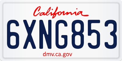 CA license plate 6XNG853