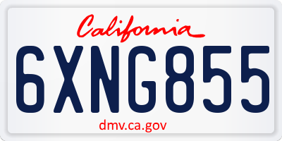 CA license plate 6XNG855
