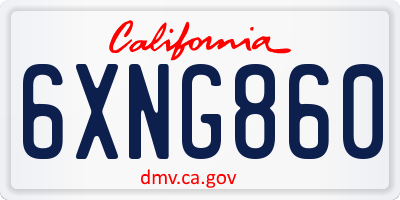 CA license plate 6XNG860