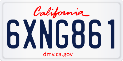 CA license plate 6XNG861