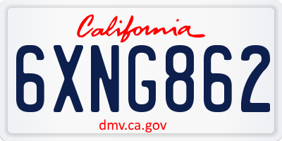 CA license plate 6XNG862
