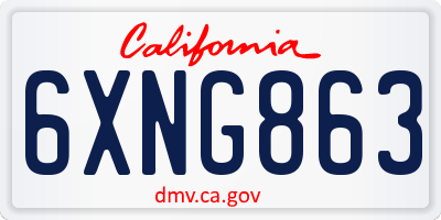 CA license plate 6XNG863