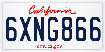 CA license plate 6XNG866