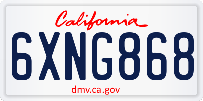 CA license plate 6XNG868