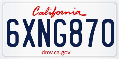 CA license plate 6XNG870