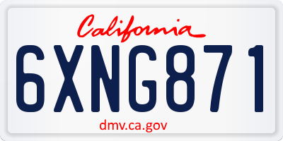 CA license plate 6XNG871