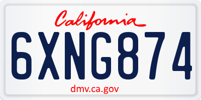 CA license plate 6XNG874