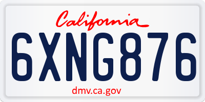 CA license plate 6XNG876