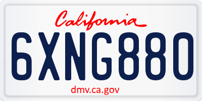 CA license plate 6XNG880