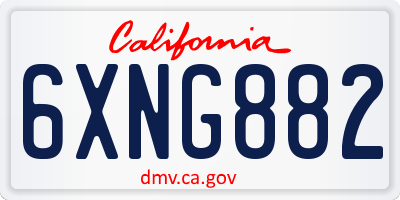 CA license plate 6XNG882