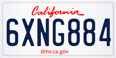 CA license plate 6XNG884