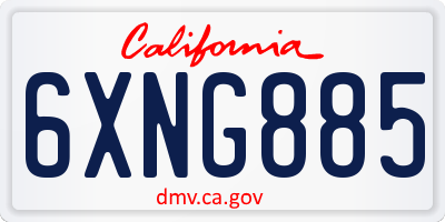 CA license plate 6XNG885