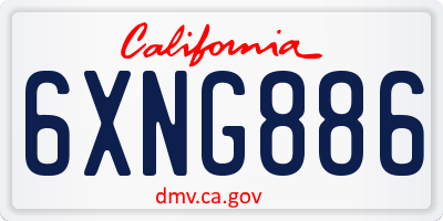CA license plate 6XNG886