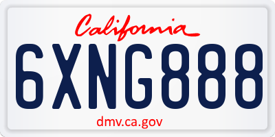 CA license plate 6XNG888