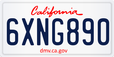 CA license plate 6XNG890