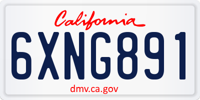 CA license plate 6XNG891