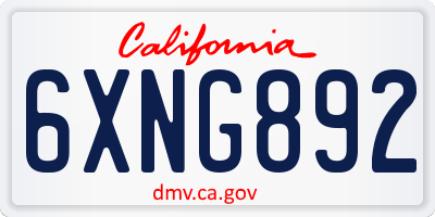 CA license plate 6XNG892