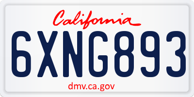 CA license plate 6XNG893