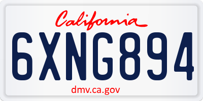 CA license plate 6XNG894