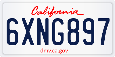 CA license plate 6XNG897