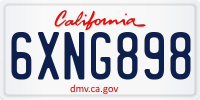 CA license plate 6XNG898